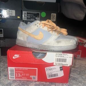 Nike Kids Dunk Low Sneakers - Gray and Tan